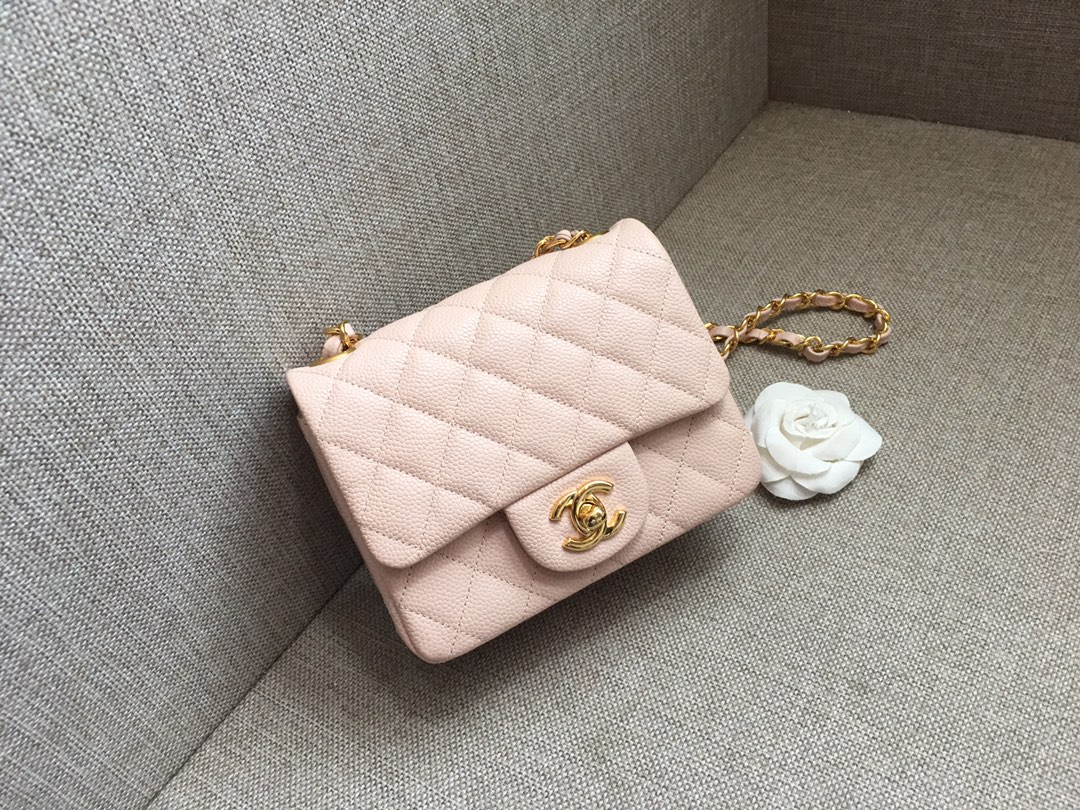 Mini Classic Flap Caviar Bag A01115 Pink/Gold